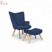 Blue fabric hotel recliner armchair living room furniture button back lounge chair